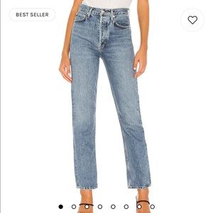 90's Pinch Waist High Rise Straight Fit Jeans - Navigate / 26